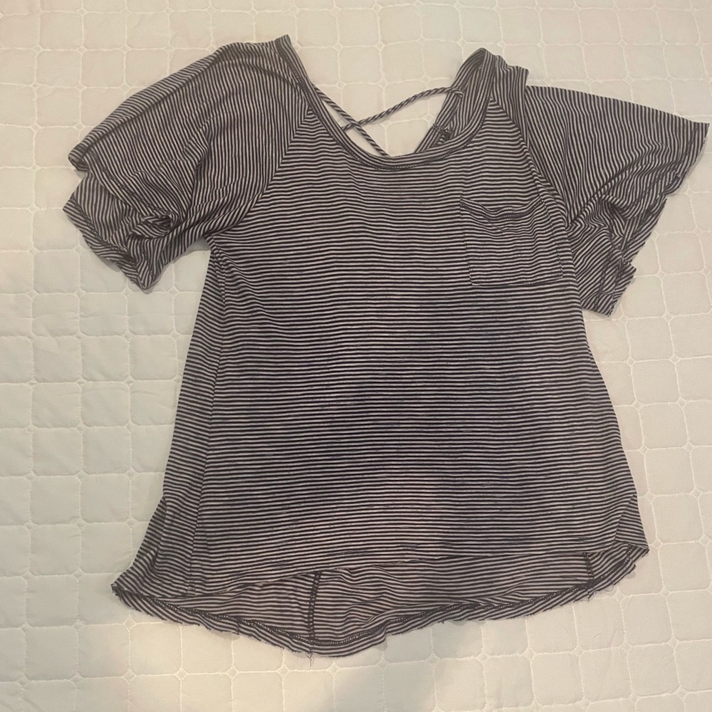 Navy and White Striped Top